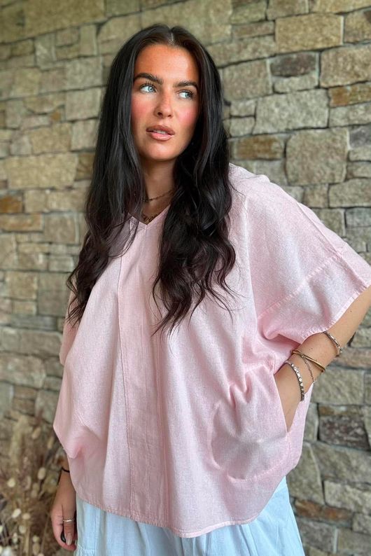 Rustic Nature Linen Blend Pocket Tee Washed Sugar